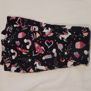 Children's Place Cotton Leggings. Size 14 black with Unicorns, rainbows & stars.